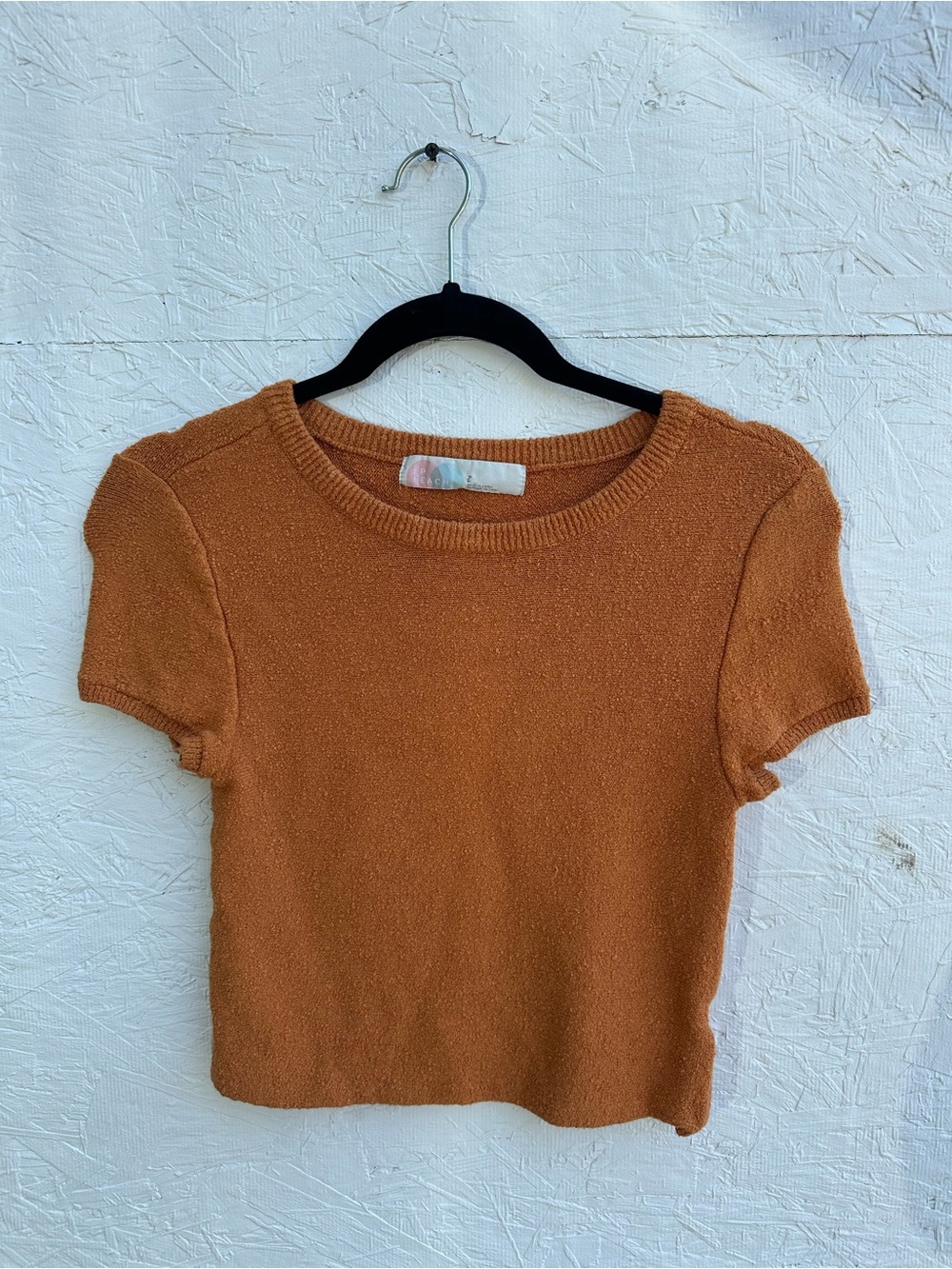 FP Beach Textured Short Sleeve Knit Top in Rust